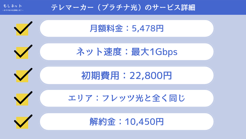 株式会社テレマーカーのプラチナ光のサービス詳細